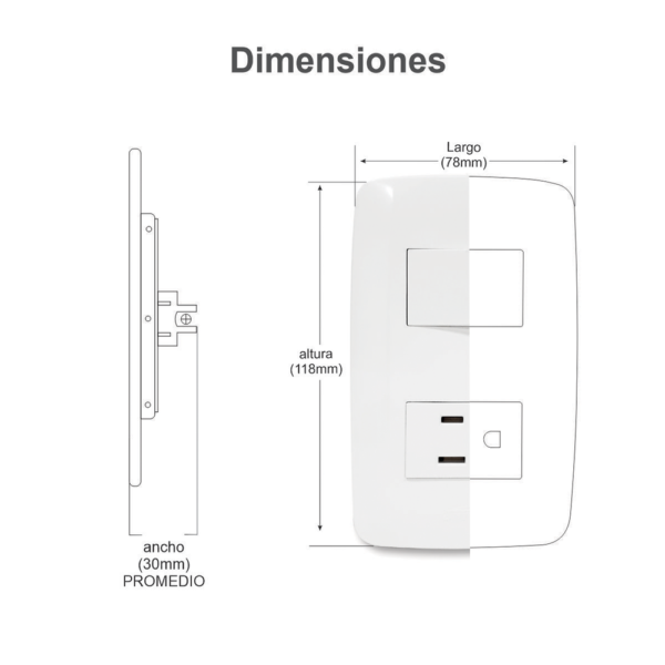 Placa con Toma de Corriente 2P Y T / 127 V~60 Hz 15 A / 1 Modulo, , JTL-B72-24 - Imagen 2