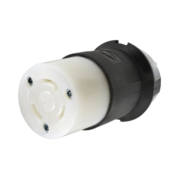 Conector Industrial con Bloqueo de Media Vuelta / 30 A 125 V CA / 2 Polos 3 Hilos / Color Blanco y Negro / Nema L5-30R. , HUB-HBL2613