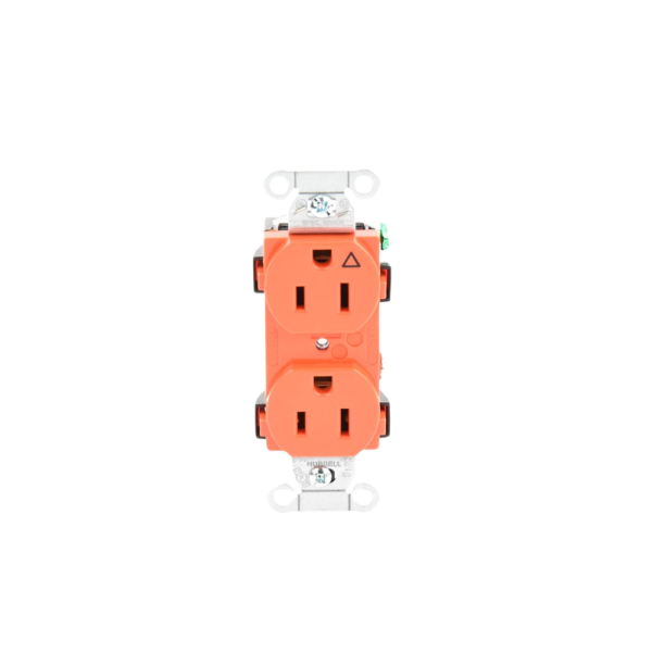 Contacto Dúplex Conexión a Tierra Aislada/ 15A 125V/ 2 polos 3 Hilos/ Nema 5-15R /Grado Comercial/ Color Naranja. , HUB-IG-5252 - Imagen 3