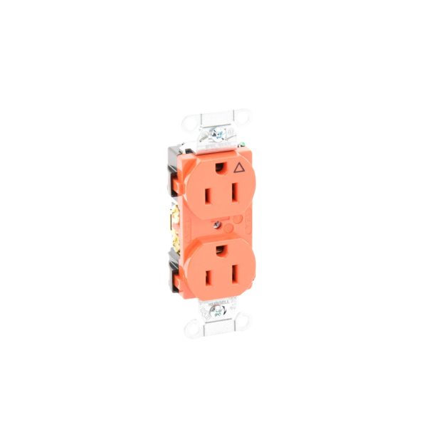 Contacto Dúplex Conexión a Tierra Aislada/ 15A 125V/ 2 polos 3 Hilos/ Nema 5-15R /Grado Comercial/ Color Naranja. , HUB-IG-5252 - Imagen 4
