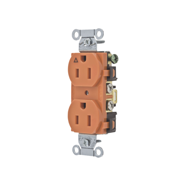 Contacto Dúplex Conexión a Tierra Aislada/ 15A 125V/ 2 polos 3 Hilos/ Nema 5-15R /Grado Comercial/ Color Naranja. , HUB-IG-5252 - Imagen 6