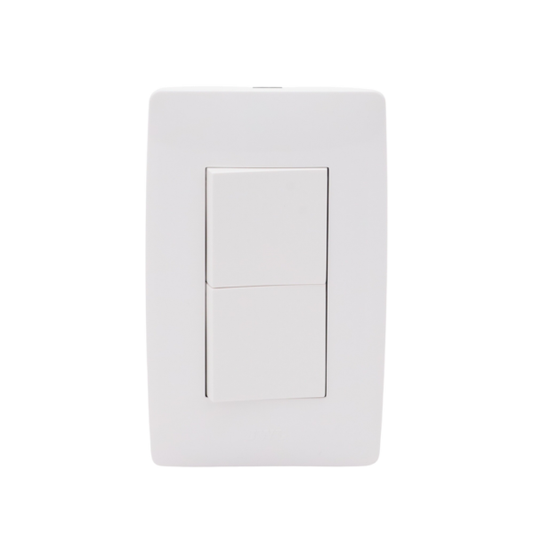 Placa con 2 Interruptores Sencillos 10 A/ 127 V CA ~ 60 Hz / 1 1/2 Módulos / Color Blanco. , JTL-C7305 - Imagen 2