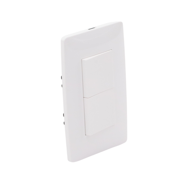 Placa con 2 Interruptores Sencillos 10 A/ 127 V CA ~ 60 Hz / 1 1/2 Módulos / Color Blanco. , JTL-C7305 - Imagen 5