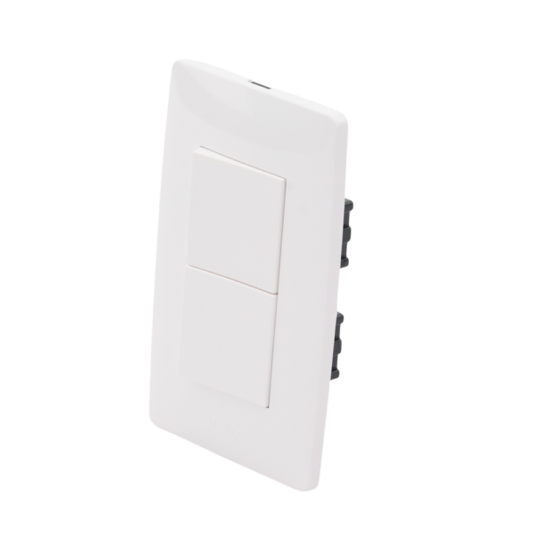 Placa con 2 Interruptores Escalera 10 A/ 127 V CA ~ 60 Hz / 1 1/2 Módulos / Color Blanco. , JTL-C7306 - Imagen 2