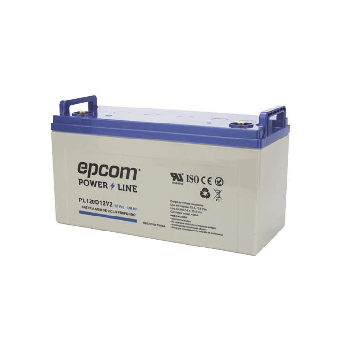 Batería 12 Vcc / 120 Ah / UL / Tecnología AGM-VRLA / CICLO PROFUNDO, PL120D12V2, EPCOM POWERLI