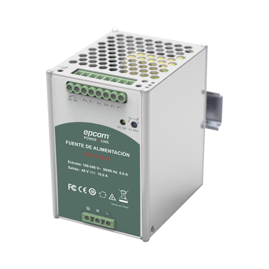 Fuente de Poder Industrial 48 Vcc @ 10A / 480W / Función relay Vcc, SDR-48048, EPCOM POWERLINE