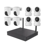 Kit de cámaras Wi-Fi / 3 Megapixel / Incluye 8 Cámaras (4 camaras Para Interior y 4 Cámaras Para Exterior) / 1 NVR WI-FI 8 Canales / Vision Nocturna a Color / Detección de Humanos