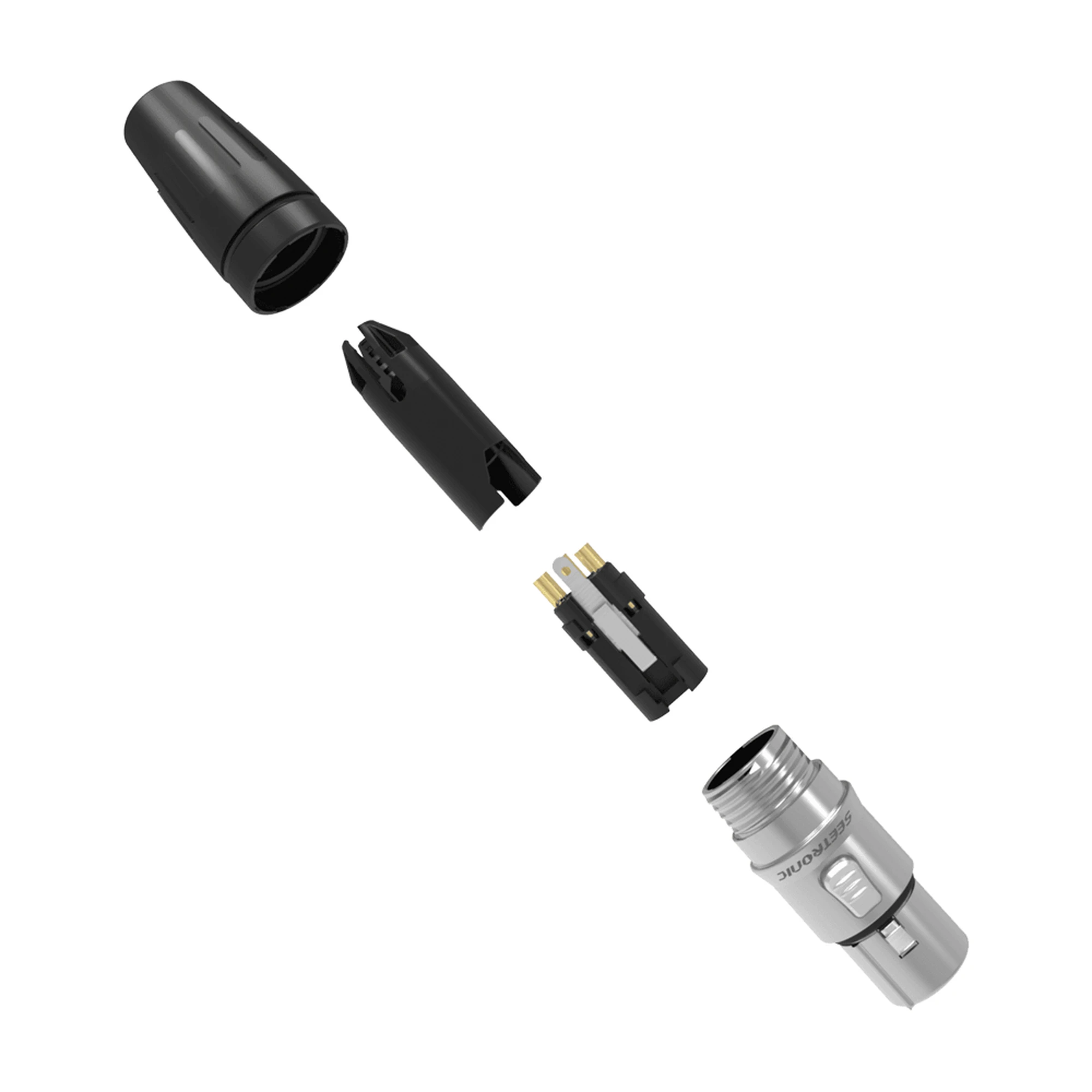 Conector hembra XLR de 3 núcleos con carcasa de acero inoxidable y contactos chapados en oro. SCHF3 - Imagen 3